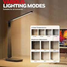Load image into Gallery viewer, Honeywell HWT-H2 LED Desk Lamp for Home Office, CRI94 Full Spectrum Eye-Caring Light, Dimmable Table Lamp with USB-A & USB-C Charging Ports, Foldable Touch Control Reading Lamp, Black_64