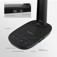 Load image into Gallery viewer, Honeywell HWT-H2 LED Desk Lamp for Home Office, CRI94 Full Spectrum Eye-Caring Light, Dimmable Table Lamp with USB-A & USB-C Charging Ports, Foldable Touch Control Reading Lamp, Black_67