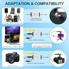 Load image into Gallery viewer, HOTEC UHF Wireless Headset Microphone/Lavalier Lapel Mic with Bodypack Transmitter and Mini Rechargeable Receiver 1/4" Output for Vlogging or Speech_1597