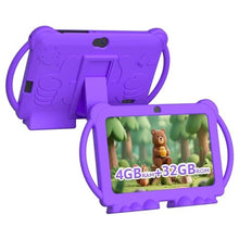 Load image into Gallery viewer, HOTTABLET Kids Tablet 7 inch Android, 4GB RAM 32GB ROM, 1TB Expandsion, with Parental Control, WiFi, Bluetooth, Dual Camera with Silicone Case, 1PCS (Purple)_1