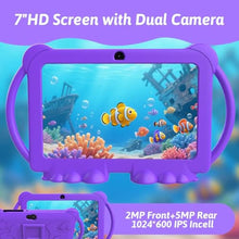 Load image into Gallery viewer, HOTTABLET Kids Tablet 7 inch Android, 4GB RAM 32GB ROM, 1TB Expandsion, with Parental Control, WiFi, Bluetooth, Dual Camera with Silicone Case, 1PCS (Purple)_300