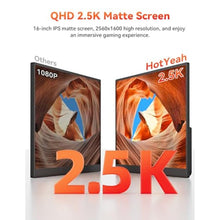 Load image into Gallery viewer, HotYeah 16" 2.5K 144Hz Portable Gaming Monitor, 2560x1600 QHD 125% sRGB, Black_144