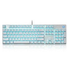 Load image into Gallery viewer, HP GK400F Wired Mechanical Gaming Keyboard Wired USB 104-Key Full Size, Brown Mechanical Switches, Blue Backlit, Compatible with Desktop and Laptop (Silver+White), silverwhite_1