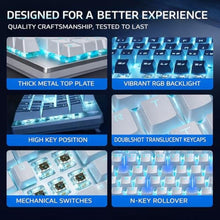 Load image into Gallery viewer, HP GK400F Wired Mechanical Gaming Keyboard Wired USB 104-Key Full Size, Brown Mechanical Switches, Blue Backlit, Compatible with Desktop and Laptop (Silver+White), silverwhite_918