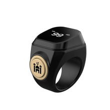 Load image into Gallery viewer, HSTNBVEO Smart Tasbih Zikr Ring,22mm(13) Muslim Digital Azan Alarm Clock,APP Support Digital Counter Prayer Reminder Rings, Waterproof 4 Digit Finger Counter zikr Ring for Muslims, Black_1