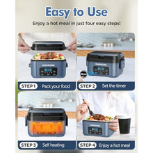 Load image into Gallery viewer, Hugmazing Cordless Electric Lunch Box for Adults, Men & Women Rechargeable Self-Heating Food Warmer with 1.2L SS Container, Battery-Powered Heated Lunch Box, Perfect for Work and Travel Use, DeepBlue_721