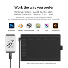 Load image into Gallery viewer, HUION Inspiroy H1060P Graphics Drawing Tablet with 8192 Pressure Sensitivity Battery-Free Stylus and 12 Customized Hot Keys, 10 x 6.25 inches Digital Art Tablet for Mac, Windows PC and Android_1647