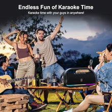 Load image into Gallery viewer, HWWR Karaoke Machine for Adults and Kids, Portable Bluetooth Speaker with Microphones, PA System with 2 Karaoke Microphones, Disco Lights for Home Parties Outdoor, Support USB/AUX/TWS, RedGreenBlue_4837