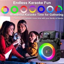 Load image into Gallery viewer, HWWR Karaoke Machine for Adults, Portable Bluetooth Speaker with 2 Wireless Microphone, PA System with 6.5" Subwoofer, Supports Vocal Remover, REC, Singing Machine for Party, Home (Black), BROWN_5001