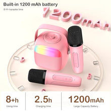 Load image into Gallery viewer, HWWR Karaoke Machine for Kids,Girls Boys Kids Toys&Birthday Gift for 4,5,6,7,8, 9,10,12+Years Old, Portable Bluetooth Speaker with 2 Wireless Microphones for Teens Adults Home Birthday Party (Pink)_4515