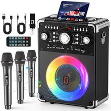 Load image into Gallery viewer, HWWR Karaoke Machine, Portable Bluetooth 5.3 Speaker with 3 Wireless Microphones for Adults, PA System with Echo Adjustment, Support TWS/TF Card/USB/AUX/TVs Connected for Home Party/Outdoor/Events etc_1
