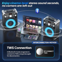 Load image into Gallery viewer, HWWR Karaoke Machine, Portable Bluetooth 5.3 Speaker with 3 Wireless Microphones for Adults, PA System with Echo Adjustment, Support TWS/TF Card/USB/AUX/TVs Connected for Home Party/Outdoor/Events etc_4482