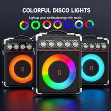 Load image into Gallery viewer, HWWR Karaoke Machine, Portable PA System with 2 Wireless Microphones for Adults Kids, Karaoke Speaker with Microphones & DJ Lights for Home Party Gathering, Echo/Bass/Treble Adjustment, TWS, Black_4781