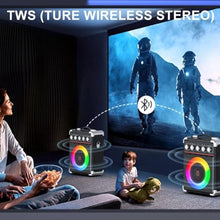 Load image into Gallery viewer, HWWR Karaoke Machine, Portable PA System with 2 Wireless Microphones for Adults Kids, Karaoke Speaker with Microphones & DJ Lights for Home Party Gathering, Echo/Bass/Treble Adjustment, TWS, Black_4782