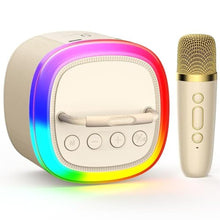Load image into Gallery viewer, HWWR Kids Karaoke Machine with 2 Wireless Microphones, Mini Bluetooth Speaker Toy with LED Lights and Voice Effects, Portable Singing Machine for Girls Boys, Birthday, Party Play (Khaki with mic)_1