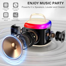 Load image into Gallery viewer, HWWR Kids Karaoke Machine with 2 Wireless Microphones, Mini Bluetooth Speaker Toy with LED Lights and Voice Effects, Portable Singing Machine for Girls Boys, Birthday, Party Play (Khaki with mic)_4994
