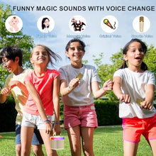 Load image into Gallery viewer, HWWR Kids Karaoke Machine with 2 Wireless Microphones, Mini Bluetooth Speaker Toy with LED Lights and Voice Effects, Portable Singing Machine for Girls Boys, Birthday, Party Play (Khaki with mic)_4996