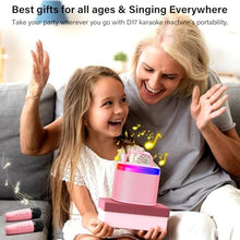 Load image into Gallery viewer, HWWR Kids Karaoke Machine with 2 Wireless Microphones, Mini Bluetooth Speaker Toy with LED Lights and Voice Effects, Portable Singing Machine for Girls Boys, Birthday, Party Play (Pink with 2 mic), PinkMic_6421