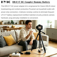 Load image into Gallery viewer, HY1C LP-E17 Dummy Battery DR-E18 DC Coupler, ACK-E18 AC Power Adapter Kit, Continuous Power Supply for Canon EOS R50 R8 R10 R100 RP, Rebel T6i T7i T8i T6s SL2 SL3 77D 200D 250D 800D 850D 9000D Camera, Black_239