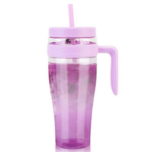 Load image into Gallery viewer, Hydraful 50 oz Tritan Plastic Tumbler with Lid and Straw and Handle - 100% Leak-Proof - Perfect for Iced Coffee, Smoothies, and Juice - Wide Mouth Reusable Water Bottle with Time Marker, PurplePetunia_1