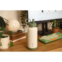 Load image into Gallery viewer, Hydrapeak 32oz Allure Stainless Steel Insulated Water Bottle With Spill Proof Straw Lid And Rubber Boot (Stone)_5600