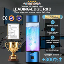 Load image into Gallery viewer, Hydrogen Water Bottle Generator - 2026 Hydrogen Water Machine - 6000 PPB SPE/PEM Tech Glass Hydrohealth Water Bottle for Kidney Health Hydrogen Bottle Gift for Family & Friends (Button/Sliver), Silver_189