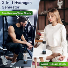 Load image into Gallery viewer, Hydrogen Water Bottle Generator, 2500ppb Portable Water Ionizer Machine with SPE/PEM Technology in 3-Minute Electrolysis, Rechargeable Hydrogen Rich Glass Cup for Home Office Travel & Fitness, Black, ppbBlack_5475