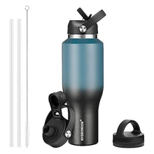 Load image into Gallery viewer, HYDROWION Insulated Water Bottles, Water Bottle fits in Car Cup Holder (Cold 48 hrs, Hot 24 hrs) with Straw Lid, Spout Lid and Flex Cap,T-shpaed Water Bottle Leakproof Travel Thermo Tumbler,Blue&Black, BlueBlack_1