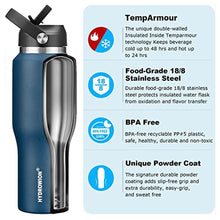 Load image into Gallery viewer, HYDROWION Water Bottles with Straw, 40oz Insulated Water Bottle fit in Car Cup Holder, Black Water Bottles with Straw Lid, Spout Lid and Flex Cap, Leakproof Travel Insulated Tumbler, Cobalt_6801