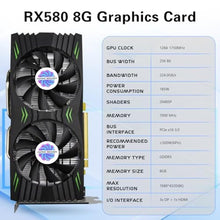 Load image into Gallery viewer, HyperRender RX 580 Graphics Card 8GB 2048SP GDDR5 256 Bit PC Gaming Video Card Computer Graphics Boards 3*DP 1*HDMI PCI Express 3.0 with Freeze Fan Stop for Desktop Computer GPU for Gaming PC, Black_1593