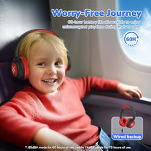 Load image into Gallery viewer, iClever BTH22 Kids Bluetooth Headphones, 60H Play Time, 74/85 dBA Safe Volume, Bluetooth 5.4, USB C, Over Ear Kids Headphones Wireless with Mic AUX Cord for iPad/Tablet/Travel/School, Red_14