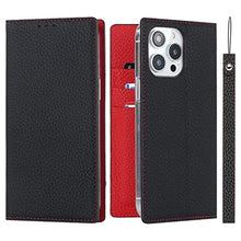 Load image into Gallery viewer, iCoverCase Compatible with iPhone 15 Pro Max Wallet Case, RFID Blocking Genuine Leather Magnetic Case with Wrist Strap and Card Slots Kickstand Feature Flip Cover Case 6.7 Inch (Black), ABlack_1