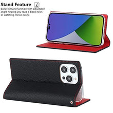 Load image into Gallery viewer, iCoverCase Compatible with iPhone 15 Pro Max Wallet Case, RFID Blocking Genuine Leather Magnetic Case with Wrist Strap and Card Slots Kickstand Feature Flip Cover Case 6.7 Inch (Black), ABlack_1171