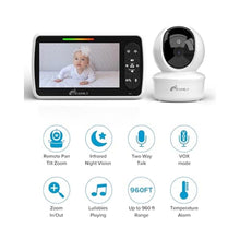 Load image into Gallery viewer, iFamily Baby Monitor,5" Screen with 30Hrs Battery Life,Remote Pan-Tilt-Zoom, black_1183