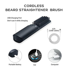 Load image into Gallery viewer, IHHAIR Premium Beard Mini Straightener Brush, Professional Straightener Brush for Men, Rechargeable 6400 mAh Straightening Tool Heated Comb, for Short & Long Beards for Home and Travel, Black_984