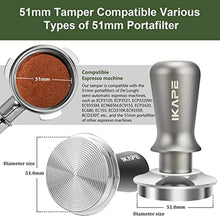 Load image into Gallery viewer, IKAPE 51mm Espresso Tamper, Premium Barista Coffee Tamper with Calibrated Spring Loaded, 100% Flat Stainless Steel Base Tamper for Espresso Machine, Silver_1755