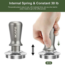 Load image into Gallery viewer, IKAPE 51mm Espresso Tamper, Premium Barista Coffee Tamper with Calibrated Spring Loaded, 100% Flat Stainless Steel Base Tamper for Espresso Machine, Silver_1756