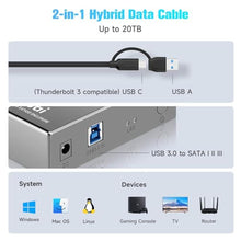 Load image into Gallery viewer, ikuai Hard Drive Enclosure 3.5" Aluminum USB 3.0 / USB C to SATA Hard Drive Dock Case for 3.5 inch Internal HDD & SSD up to 20TB, spacegrey_342