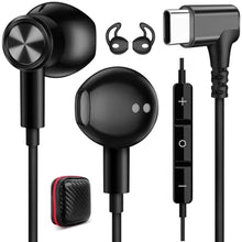Load image into Gallery viewer, iMangoo 90 Angled Wired Earbuds USB C Headphones for Apple Android Headset, Black_1