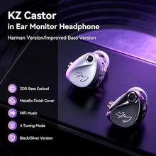 Load image into Gallery viewer, in Ear Monitor Headphones, KZ Castor Improved Bass HiFi Earphone Sound Tunable Noise Isolating IEMs, Dual-Dynamic Driver Wired Earbuds with Detachable Cable for Singers Musicians, BassBlack_7431