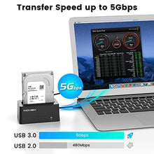 Load image into Gallery viewer, INDMEM SAS to USB 3.0 Adapter, SAS/SATA Hard Drive Enclosure Reader Converter Docking Station for 2.5/3.5 inch Server HDD SSD with 12V/2A Power Adapter,Support up to 24TB(New Upgrade), Black_8621