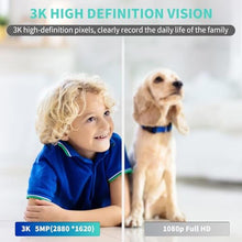 Load image into Gallery viewer, Indoor Camera, 3K HD Indoor Security Camera, 360 Pan/Tilt Pet Camera, 2-Way Audio, Siren, Night Vision, Baby/Pet Monitor with Phone App 2.4G and 5G WiFi, Compatible Alexa and Google Assistant, White_7292