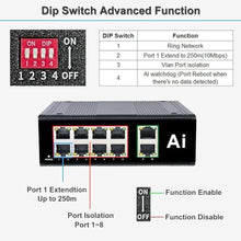 Load image into Gallery viewer, Industrial 10 Ports Gigabit Ethernet Switch 1000M Din Rail Network Switch, Black_377