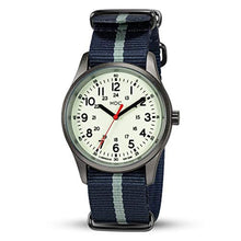 Load image into Gallery viewer, Infantry Mens Military Field Watch, Glow in the Dark Luminous, Blue Nylon, BlackBlue_1