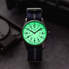 Load image into Gallery viewer, Infantry Mens Military Field Watch, Glow in the Dark Luminous, Blue Nylon, BlackBlue_8699