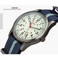 Load image into Gallery viewer, Infantry Mens Military Field Watch, Glow in the Dark Luminous, Blue Nylon, BlackBlue_8701