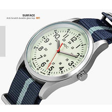 Load image into Gallery viewer, Infantry Mens Military Watch, Glow in the Dark, Silver Case, Blue Nylon, SilverBlue_499