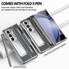 Load image into Gallery viewer, INGIDO Designed for Samsung Galaxy Z Fold 5 Case with S Pen & S Pen Holder, Portable Kickstand & Front Screen Protector Transparent Fold 5 Case Luxury Clear Case for Galaxy Z Fold 5 (2023), Silver_7528