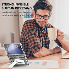 Load image into Gallery viewer, INGIDO Designed for Samsung Galaxy Z Fold 5 Case with S Pen & S Pen Holder, Portable Kickstand & Front Screen Protector Transparent Fold 5 Case Luxury Clear Case for Galaxy Z Fold 5 (2023), Silver_7529