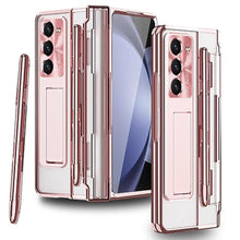 Load image into Gallery viewer, INGIDO Designed for Samsung Galaxy Z Fold 5 Case with S Pen & S Pen Holder, Portable Kickstand & Front Screen Protector Transparent Fold 5 Case Luxury Clear Case for Galaxy Z Fold 5 (2023), Rose Gold, RoseGold_1
